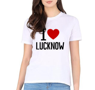 I love Lucknow Male/Female White Round Neck T-shirt